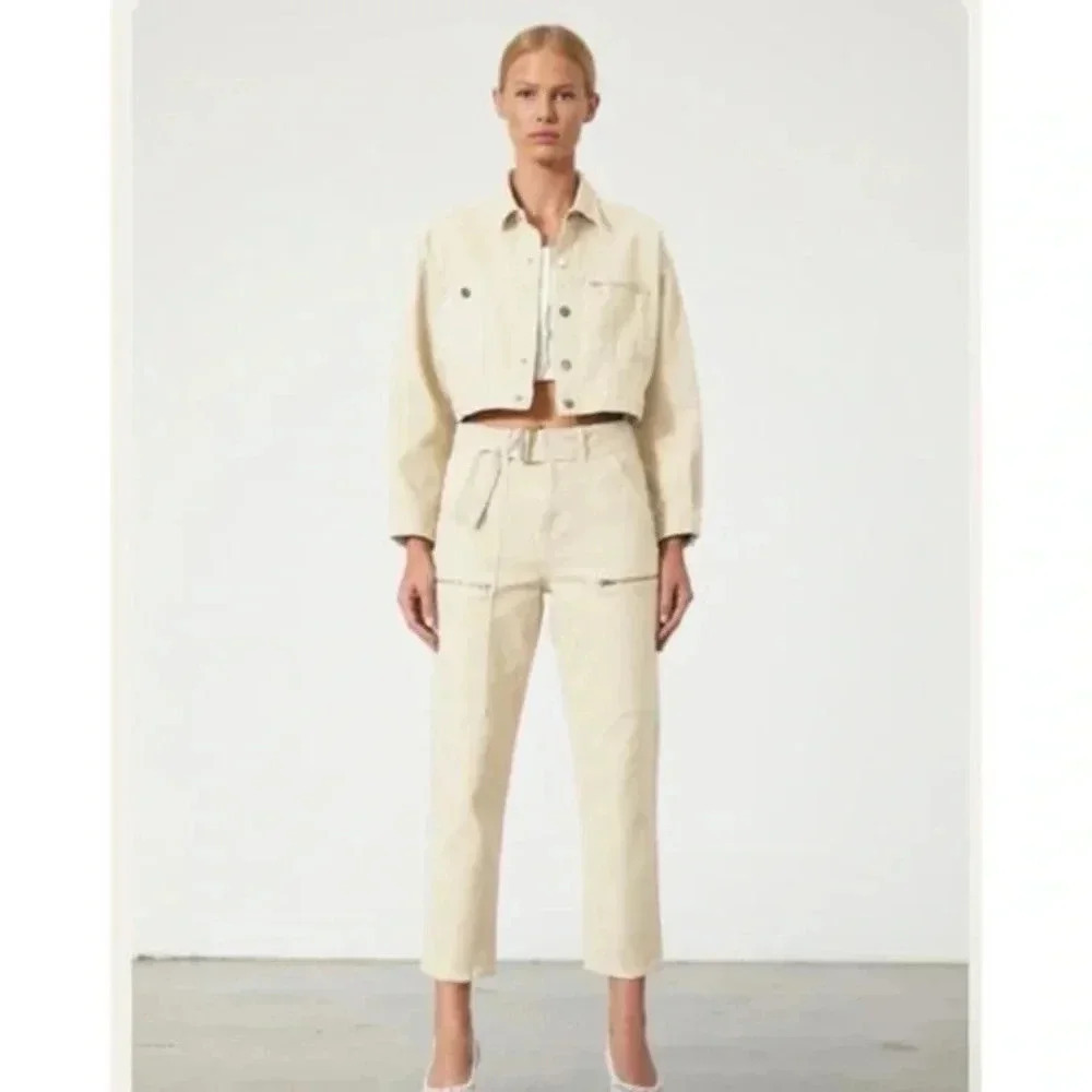 NWT GRLFRND Denim Cotton Gene Jacket In Bone